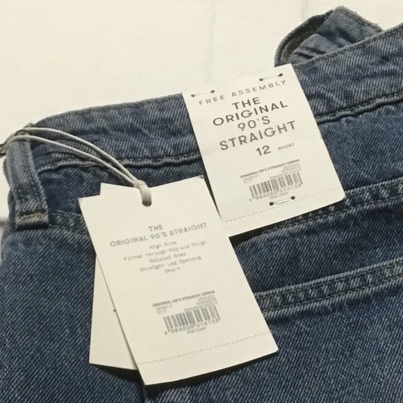 Mom Jeans-Retro 90's Straight Leg High Rise-12 Short - Picture 6 of 9